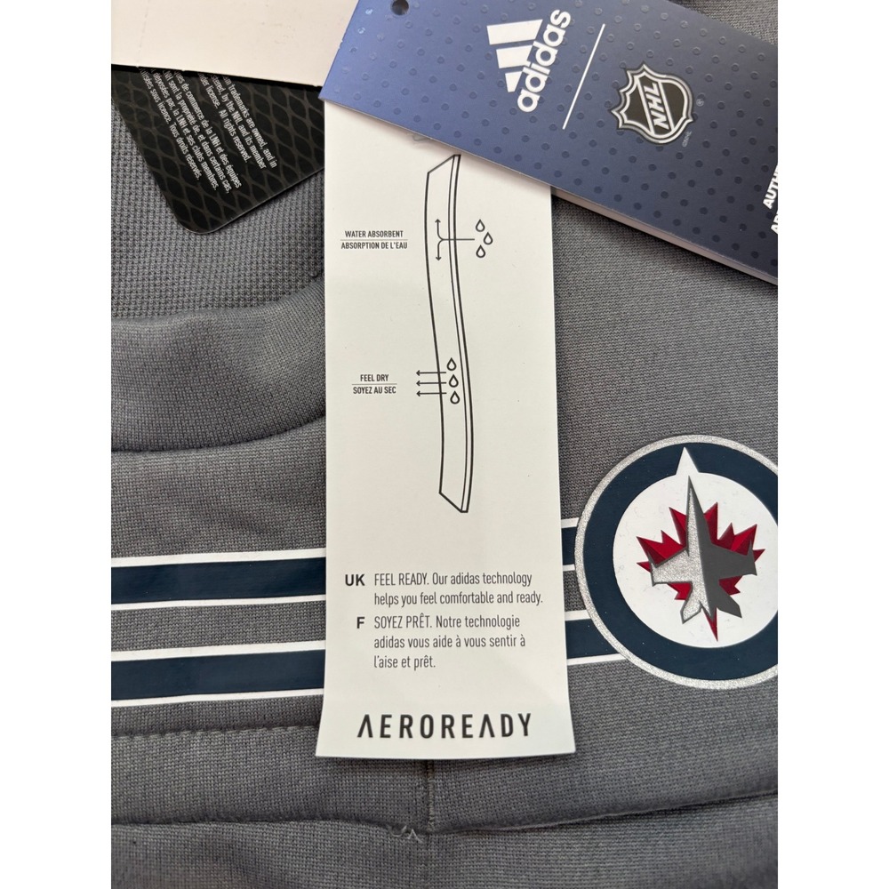 Adidas Winnipeg Jets NHL Aeroready Crewneck Sweatshirt Mens Medium Grey GI5739 - Picture 6 of 8